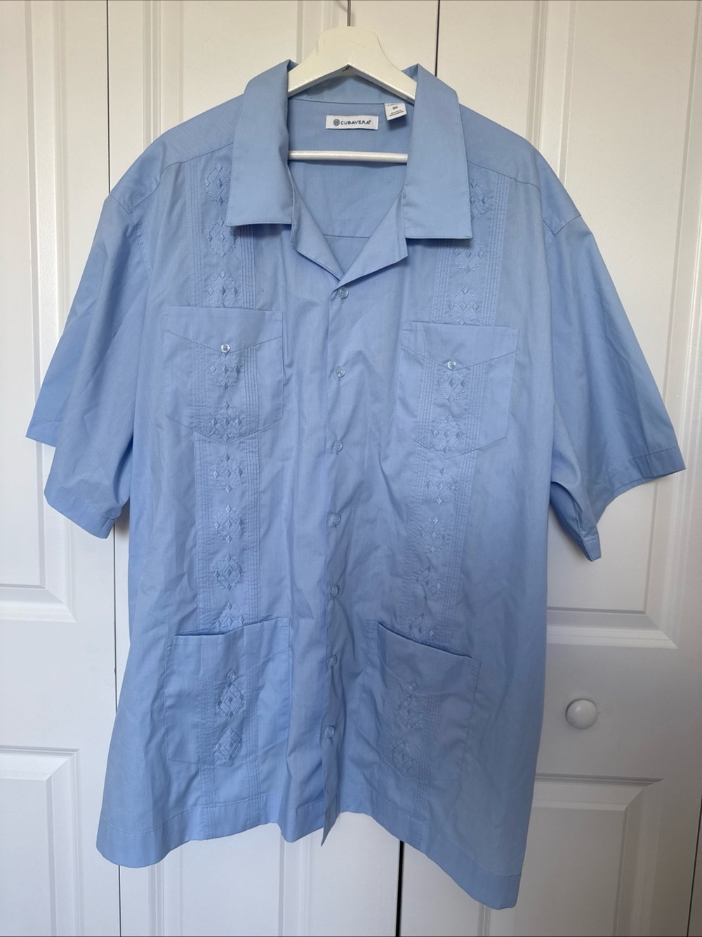 Cubavera Light Blue Mens Button Down Shirt Sz 3X Resortwear Vacation Tropical